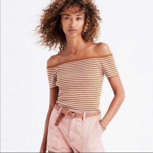Madewell Off Shoulder Sweater Top in Stripe
